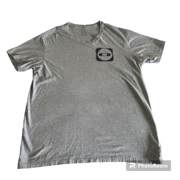 OAKLEY 2XL O Bold Ellipse Men's T-Shirt Gray Casual V Neck Short Sleeve Shirt - Picture 1 of 3